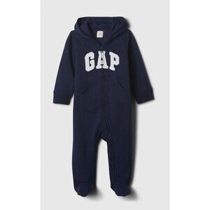 NWT Baby Gap Navy Blue Zip Teddy Bear Romper One Piece Bunting, Size 0-3 Months